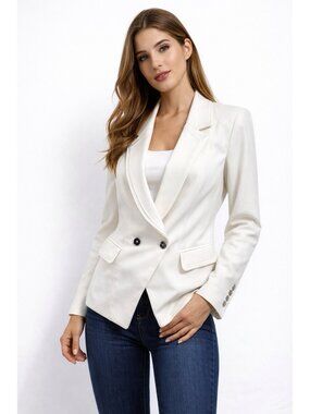 WHBM jacket blazer double breasted white 2 office work corporate chic business